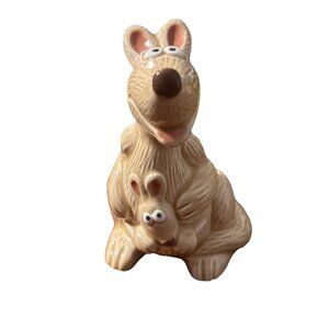 Vintage 1983 Quon-Quon Japan Momma Kangaroo with Baby Joey 3.5" Tall RARE